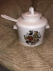 Vtg McCoy Pottery Spice Delight Soup Tureen Pot Crock Ladle & Lid Vegetables.  Please see photos for condition