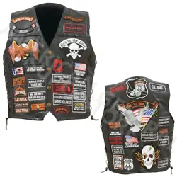 Looking for even more biker patches to add to the vest?. Loaded down with 42 Embroidered Cloth Patches already sewn in...