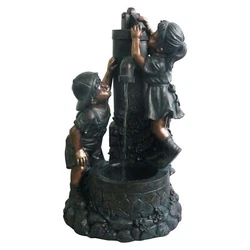Boy and Girl Water Outdoor Fountain - Pump Included - Weatherproof 28 In. High.