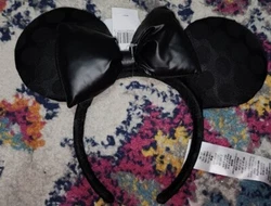 NEW Disney Parks Black on Black Sleek Satin Minnie Mouse Ears Headband 2022 NWT.