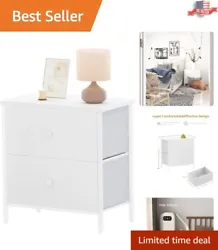 Sturdy White Nightstand with 2 Fabric Drawers - Large. Upgrade your bedroom or living room with our Sturdy White...