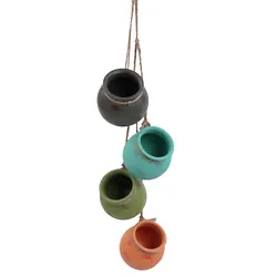 An attached jute rope allows you to suspend the pot planter set both indoors and outdoors. Pot with drainage hole...