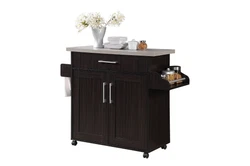 Rolling Microwave Stand Kitchen Storage Cabinet Pantry Cupboard Organizer Shelf. This kitchen island features a towel...
