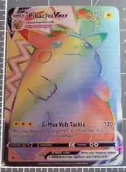 Pokemon Card - Pikachu VMAX (Secret) Vivid Voltage 188/185 Rainbow Rare Sticker. Brushed Aluminum STICKER  back is...