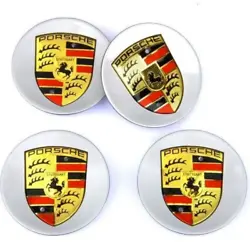 Ensemble de 4 Porsche logo silver roue centrale capuchons 76mm Accessoires de décoration de qualité Un jeu se compose...