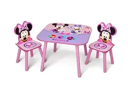 For the Minnie mouse fan: This kids table and chair Set features colorful graphics of Minnie mouse and Daisy duck.