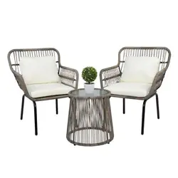 Modern simplistic design, fit perfectly in any porch or patio setting. 2 x Chairs. Weather-resistant seat and back...