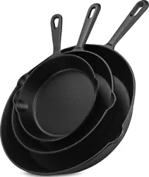 · VERSATILE USAGE – The skillet pans are highly compatible, as they can be used on any heating source. · EVEN HEAT...
