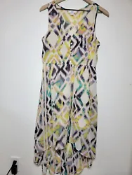 Sleeveless dress with button and pocket details on front. Sheer top with thicker lining. Nice and lightweight. Perfect...