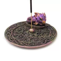 Burn your favorite incense stick in this beautiful painted solid resin holder! A colorful purple baby dragon sits over...