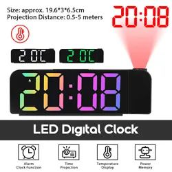 LED Digital Clock Time Projection Alarm Clock Temperature Date Display   Feature: 1.Large Screen: The clock has an...