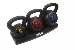 POWERT 3-Piece V inyl Coated Kettlebell Set Ideal for Crossfit,Strength Training. This weight set has extra wide and...