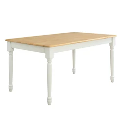 It features a sturdy design with turned legs crafted from solid wood and a warm, stained oak tabletop with a painted...