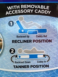 Aqua 2-in-1 Recliner Tanner Pool Lounger w/Adjustable Removable Accessory Caddy. Bolstered leg support, Superior...