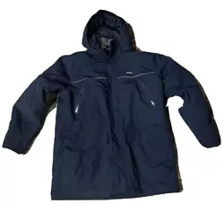 you are looking at a preowned and in excellent condition Lands End Mens Squall Stadium Parka Coat Radiant Navy Jacket...