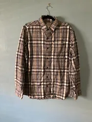 Great flannel! LL Bean traditional fit black/gray/gold plaid flannel shirt size large. Measures 24