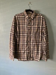 Great flannel! LL Bean traditional fit black/gray/gold plaid flannel shirt size large. Measures 24