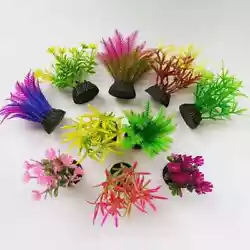 10pcs Random Artificial Seaweed Water Plants For Fish Tank Landscaping, Safe Plastic Aquatic Plants.
