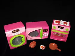 3 Piece Pretend Play Mini Pretend Play Stove, Microwave and Washer. -The burners simulate a real burner by lighting up...