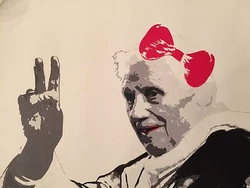 Pope Peace print. She chooses to keep her identity anonymous. Artist: DEATH NYC. DEATH stands for 