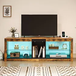 No worry, RGB TV stand features Power Strip with surge protection to get your space tidy and organized. AC Outlet:...