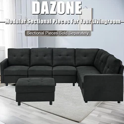 【Convertible Design】 Convertible Double Chaise Longue sofa with movable ottoman and reversible chaise lounge, the...