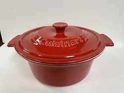 Cuisanart Chefs Classic 3 Qt. Round Covered Ceramic Baker W/Lid -Red.