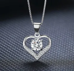 Sterling Silver Love Heart Cubic Zirconia Exquisite Pendant Necklace 18