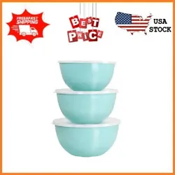 3 bowls with lid. Turquoise with white lid. bowl with lid.