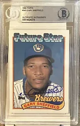 GARY SHEFFIELD Rookie Card Autograph “Future Stars” 1989 Topps Beckett Authentic. Condition is Graded. Shipped with...