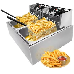 Specifications-12L: 1. Max Power: 5000W (2500W for each head). MAX Power: 2500W. This electric deep fryer adopts a...