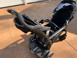 Seats are adjustable- can be switched around - Stroller doubles as a carige.