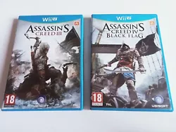Lot deux jeux Nintendo Wii U   * Assassins Creed 3 * Assassins Creed black flag   Jeux doccasion ayant quelques marques...
