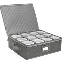 QUILTED HARD SHELL PROTECTION: Our stackable mug storage box is made of durable linen fabric, sturdy cardboard and...