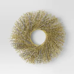 •Decorative circular wreath •Features preserved caspia and lavender branches •Great for windows, doors and wall...