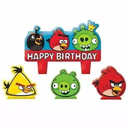 (4pc) ANGRY BIRDS MOLDED CAKE CANDLE SET.