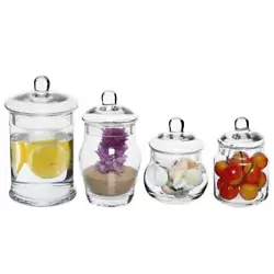 Decorative Glass Apothecary Candy Jars with Lids, Set of 4. Create your own decorative displays in your kitchen,...