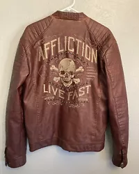 Affliction Live Fast Leather Jacket American Freedom. ❗️Small white marks on left sleeve area and front of jacket...