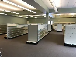 Used gondola shelving wall shelving retail display shelves pharmacy Local pick up only in Brattleboro , Vermont. Please...
