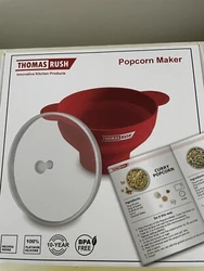 THOMAS RUSH Collapsible Silicone Microwave Popcorn Maker Bowl, Pop Corn.