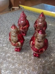 Set Of 4 Antique Santa Saint Nick Christmas Shiny Plastic Tree 3.5