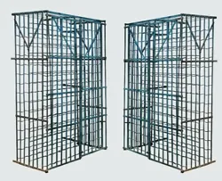 These industrial pair of secure wine racks are designed to house 300 bottles of fine wine in each. Bay Colony Antiques...