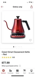 Cosori Smart Gooseneck Kettle - Red. New in box.