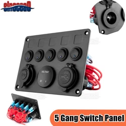 5 Gang rocker switch panel has circuit protection, overload protection, reverse polarity protection, safe to use. 1x 5...