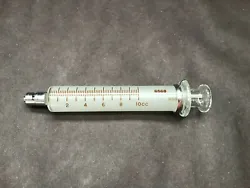 Model: Yale 10cc Reusable Glass Luer-Lok Syringe. Capacity: 10cc (10mL). Good used condition. Size: 5 1/8