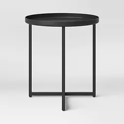 •Tray-top metal patio accent table •Rust- and weather-resistant finish •Solid color frame •Spot or wipe clean ...