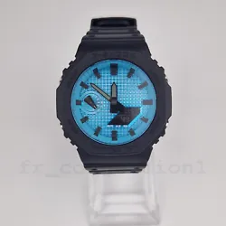 This watch is a Casio G-Shock GA-2100-1A1 customized with a grid ice blue dial. The original Casio G-SHOCK GA-2100-1A1...