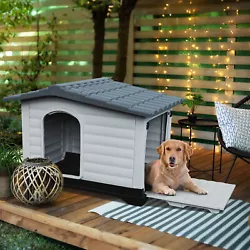 DURABLE AND STURDY- Our large dog house is made using thickened PP material, which is weather resistant, rain and sun...