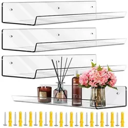 🌝【DURABLE&STURDY】shelves for wall decor are all made of 100% acrylic material, sturdy and durable, more...