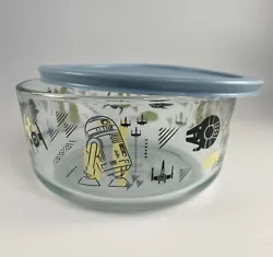 Star Wars R2D2 Millenium Falcon. Pyrex Bowl. Large Clear Container w/ Blue Lid. 7 Cup Storage. No Stove Top.